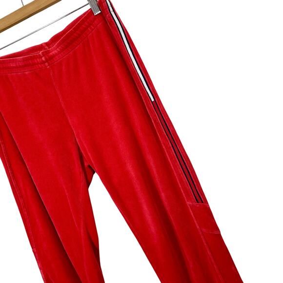 Vintage Tommy Hilfiger Red Velour Track Pants Drawstring Straight Leg ; Medium - Picture 2 of 9